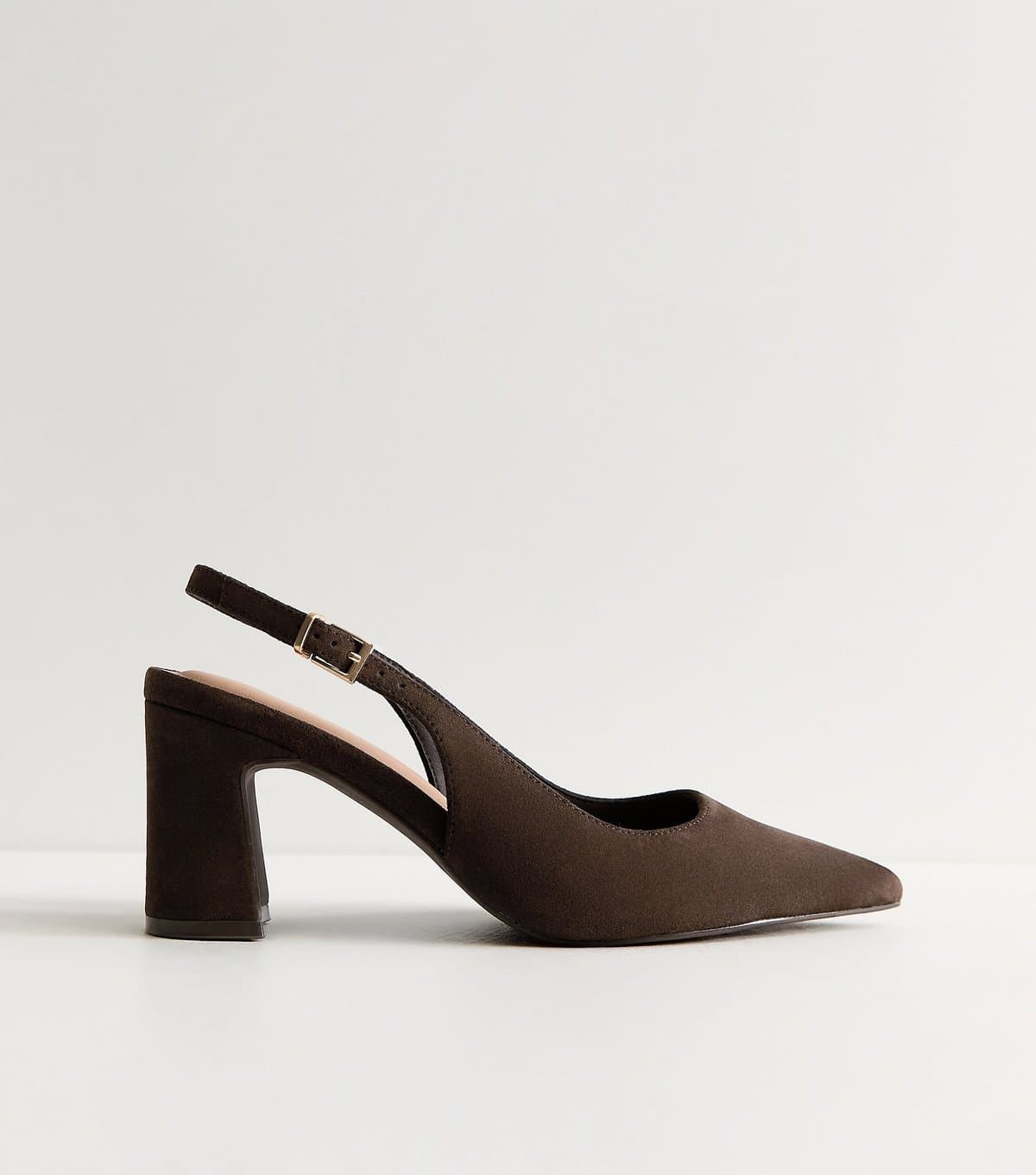 New Look Women's Premium Real Suede Dark Brown Pointed Toe Slingback Pumps New Look