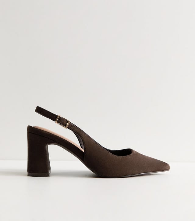 New Look Women's Premium Real Suede Dark Brown Pointed Toe Slingback Pumps New Look - 2