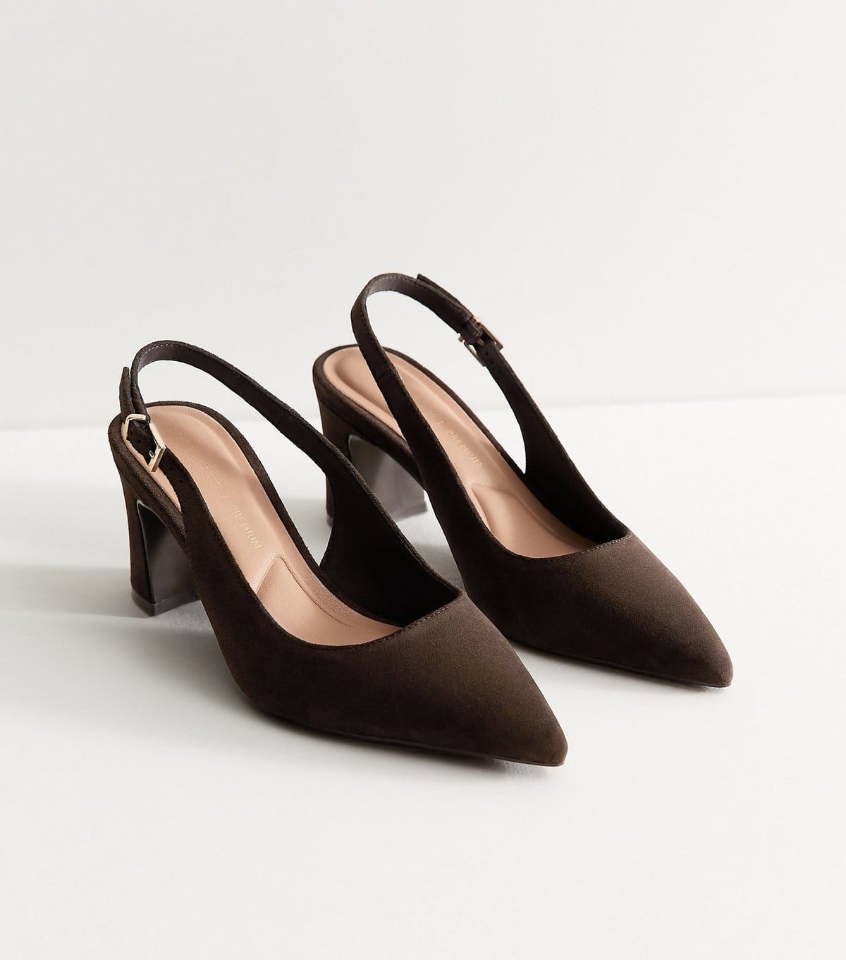 New Look Women's Premium Real Suede Dark Brown Pointed Toe Slingback Pumps New Look - 4