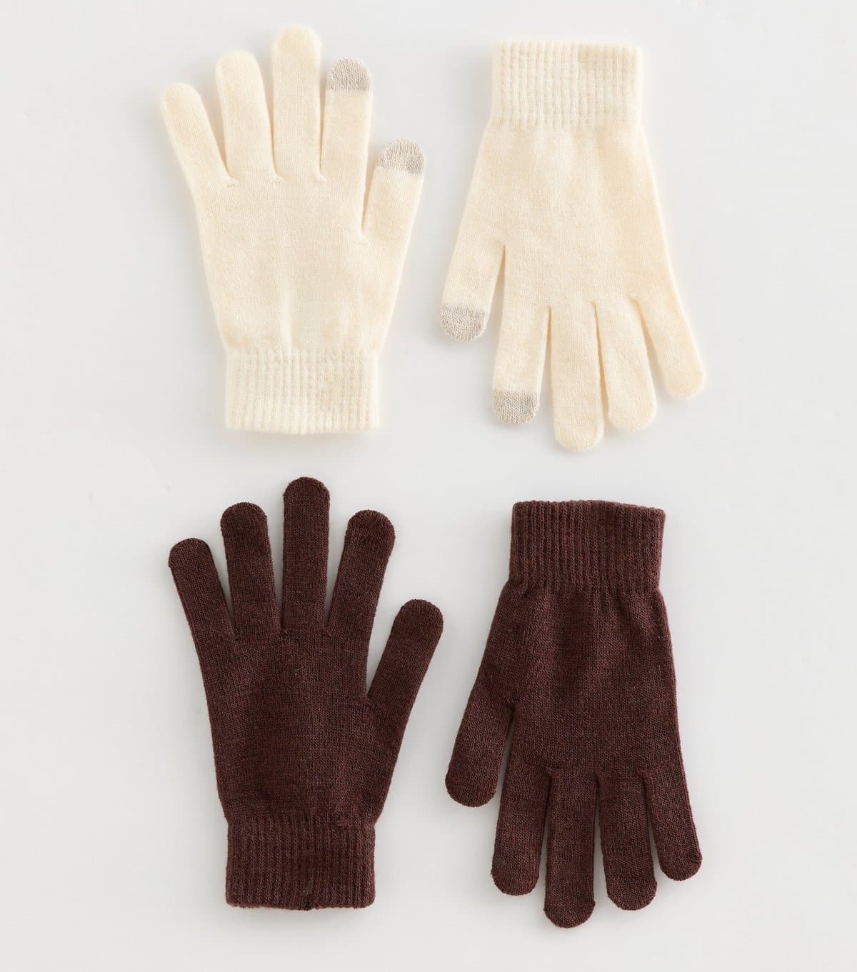 New Look Dark Brown and Cream Pack of 2 Magic Gloves New Look