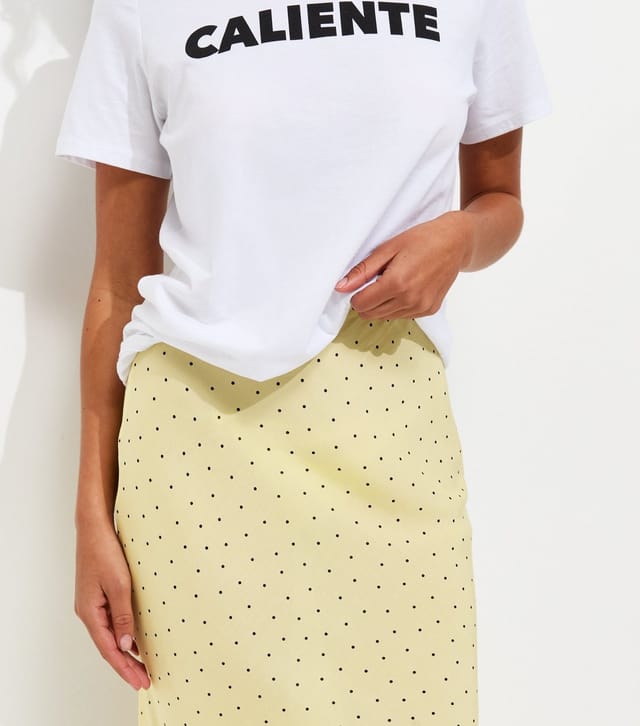 New Look Women's Yellow Spotty Bias Cut Midi Skirt New Look - 2