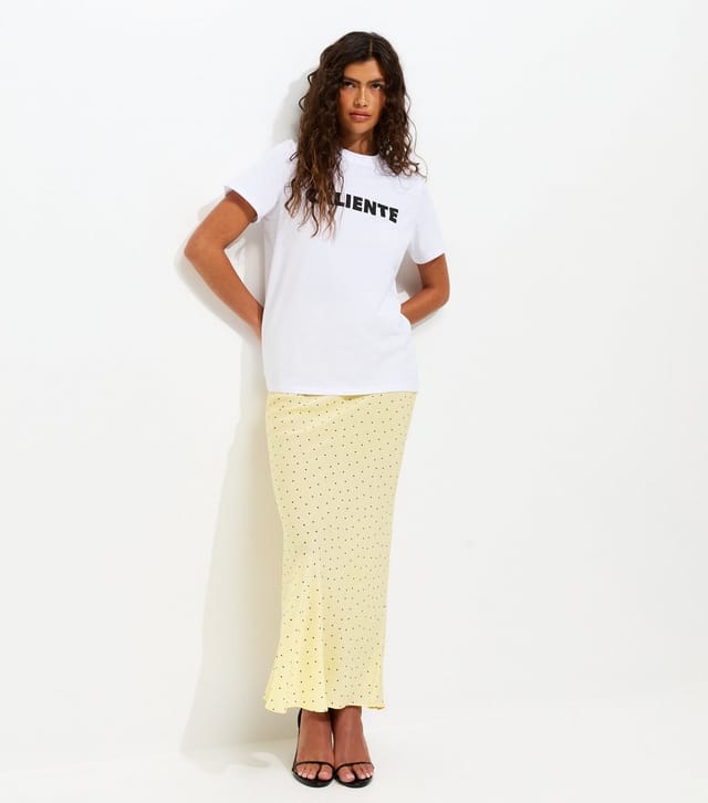 New Look Women's Yellow Spotty Bias Cut Midi Skirt New Look - 3