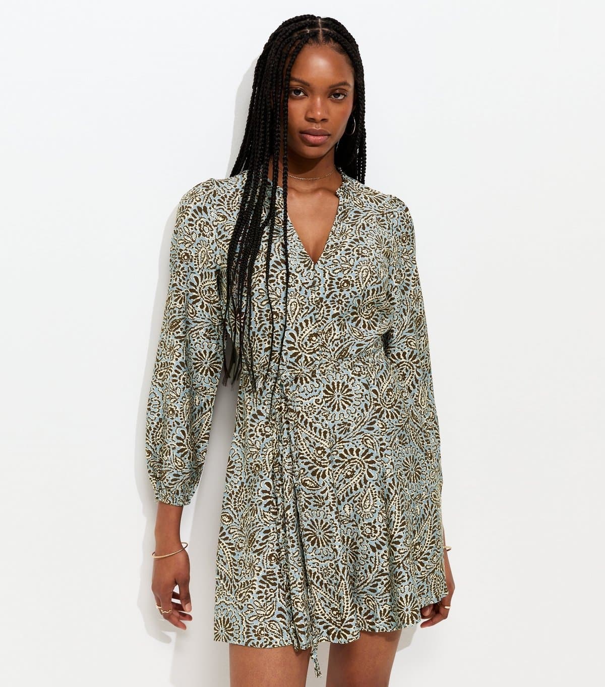 New Look Women's Blue Paisley Print Godet Skirt Mini Dress New Look