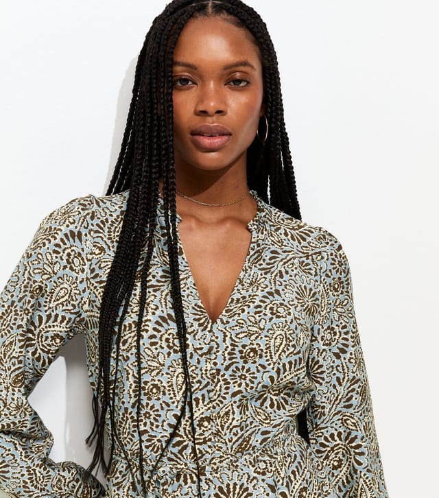 New Look Women's Blue Paisley Print Godet Skirt Mini Dress New Look - 3