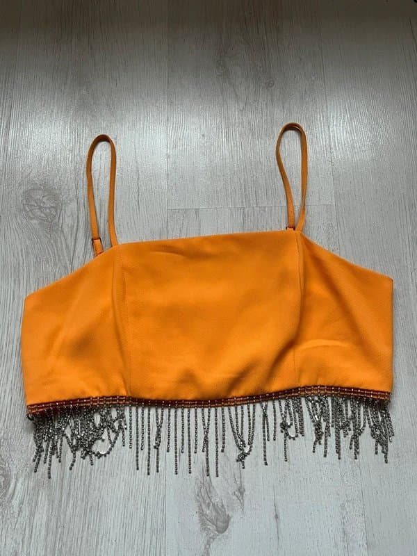 River Island River island orange diamante tassel cami crop top