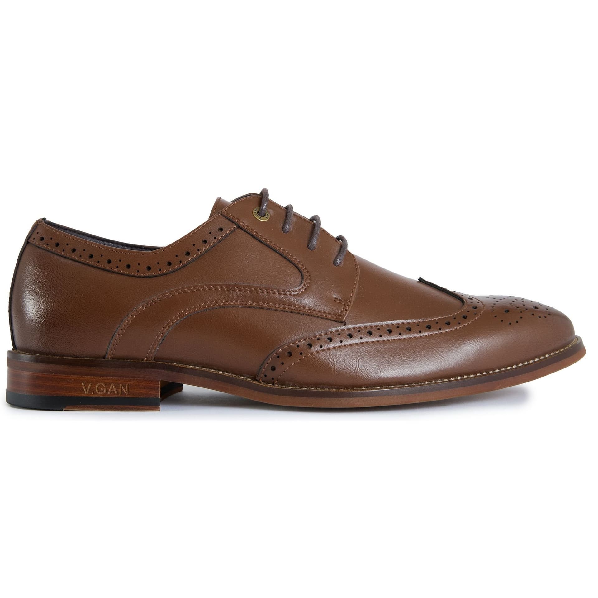 V.GAN V.GAN Men's Mocha Brogue Shoes in Tan