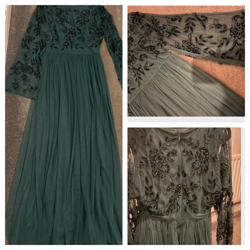 ASOS Stunning Emerald Green Embellished Prom Dress - Size 8