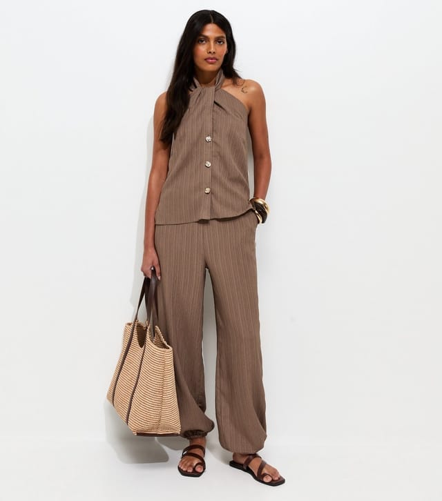 New Look Women's Mink Crinkle Texture Cuffed Trousers New Look - 3