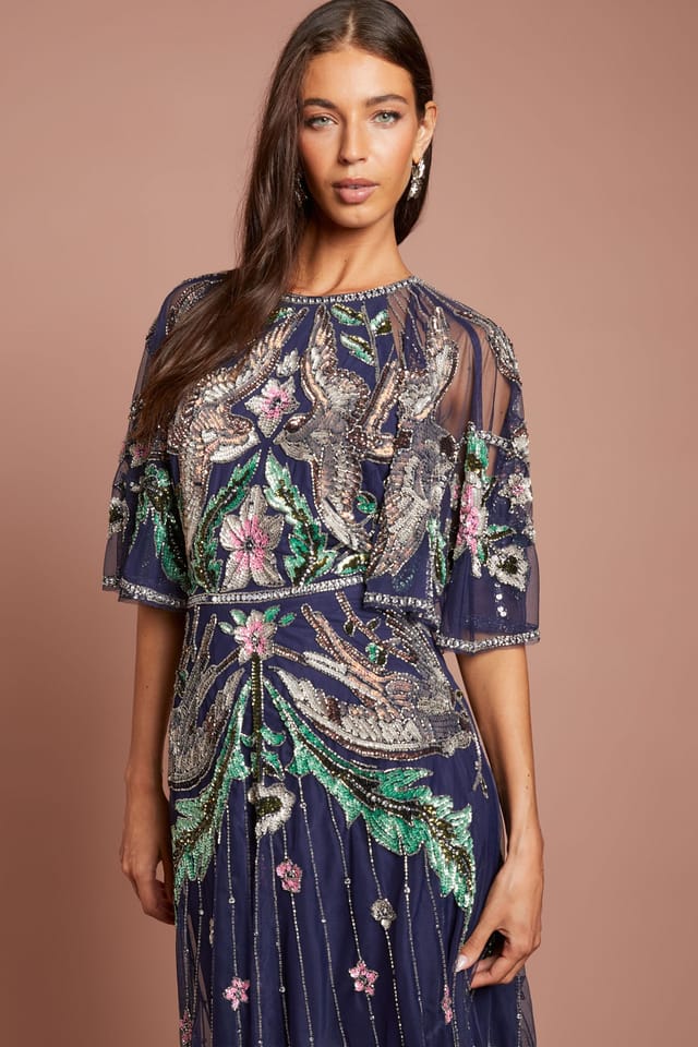 Coast Coast Women's Muse Embellished Short Sleeve Maxi Dress in Navy - 2