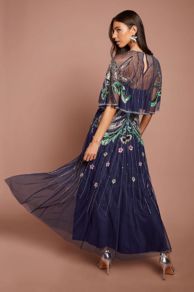 Coast Coast Women's Muse Embellished Short Sleeve Maxi Dress in Navy - 3