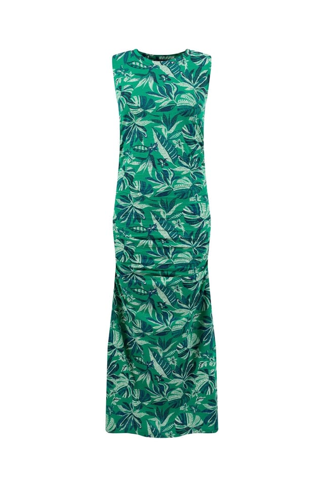 Weird Fish Weird Fish Women's Tansley Printed Sleeveless Midi Dress in Green - 2
