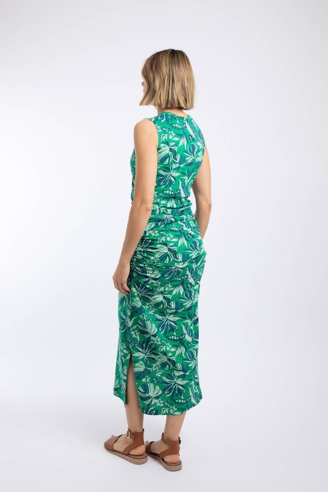 Weird Fish Weird Fish Women's Tansley Printed Sleeveless Midi Dress in Green - 3