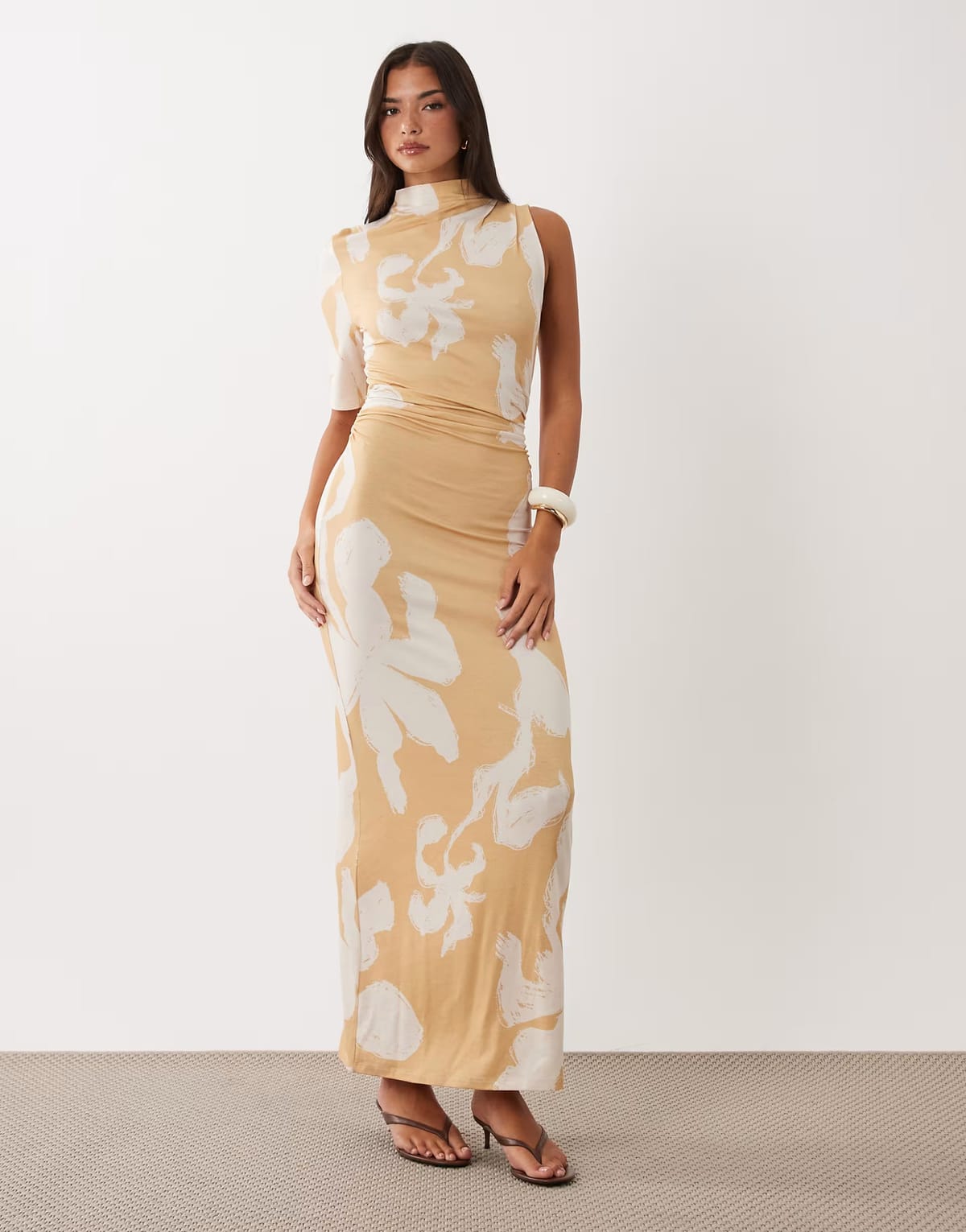ASOS ASOS DESIGN one shoulder grown on maxi dress in floral print - 1