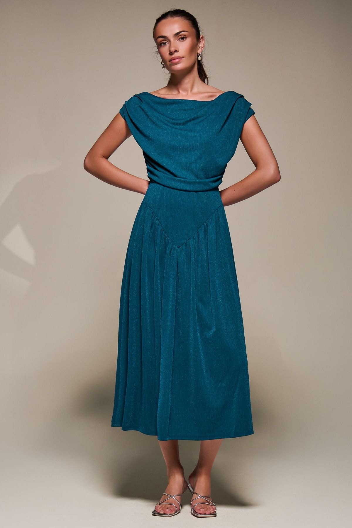 Jolie Moi Jolie Moi Women's Asymmetric Neckline Midaxi Dress in Blue - 4