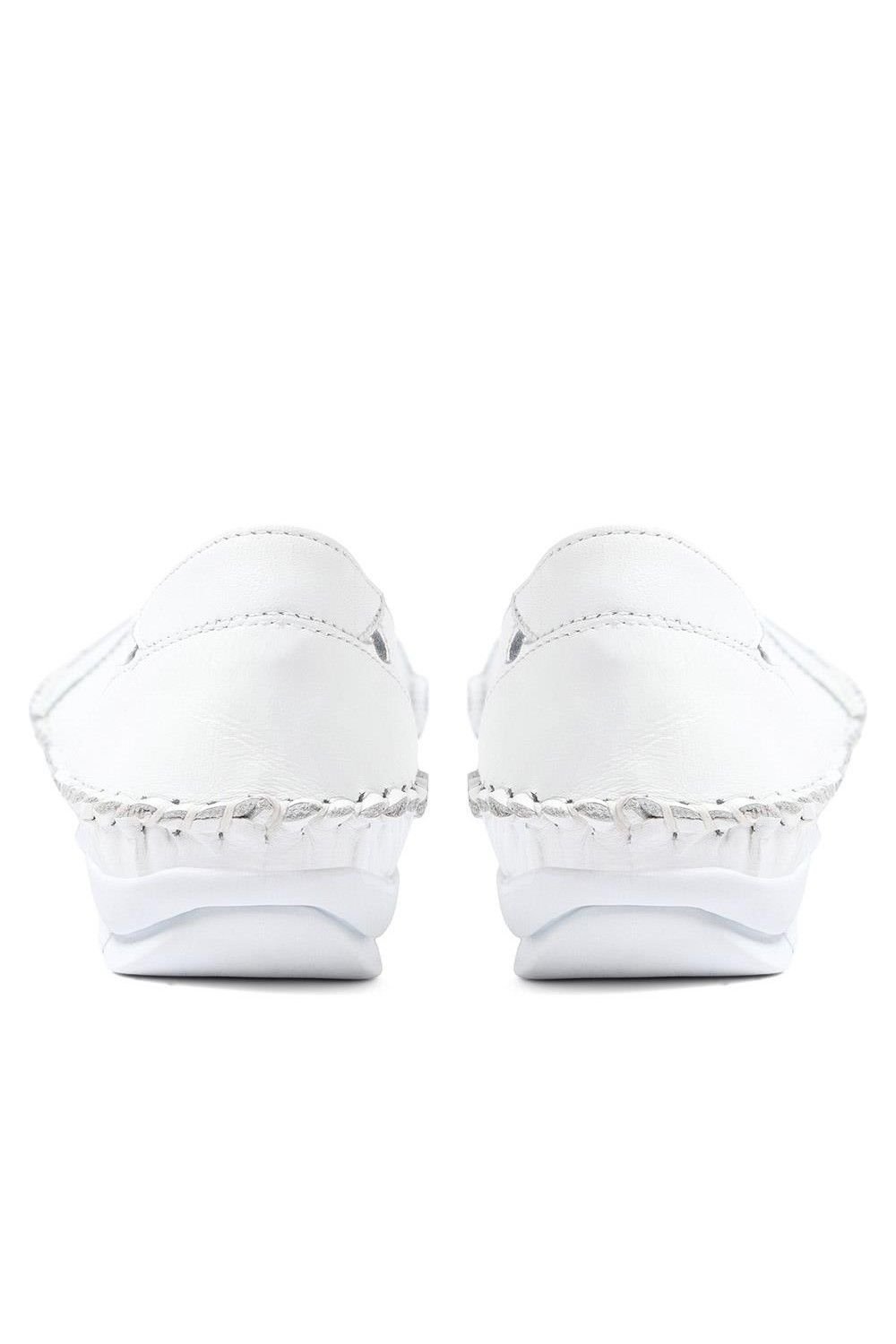 Pavers Pavers Women's Leather Slip-On Shoes in White - 3