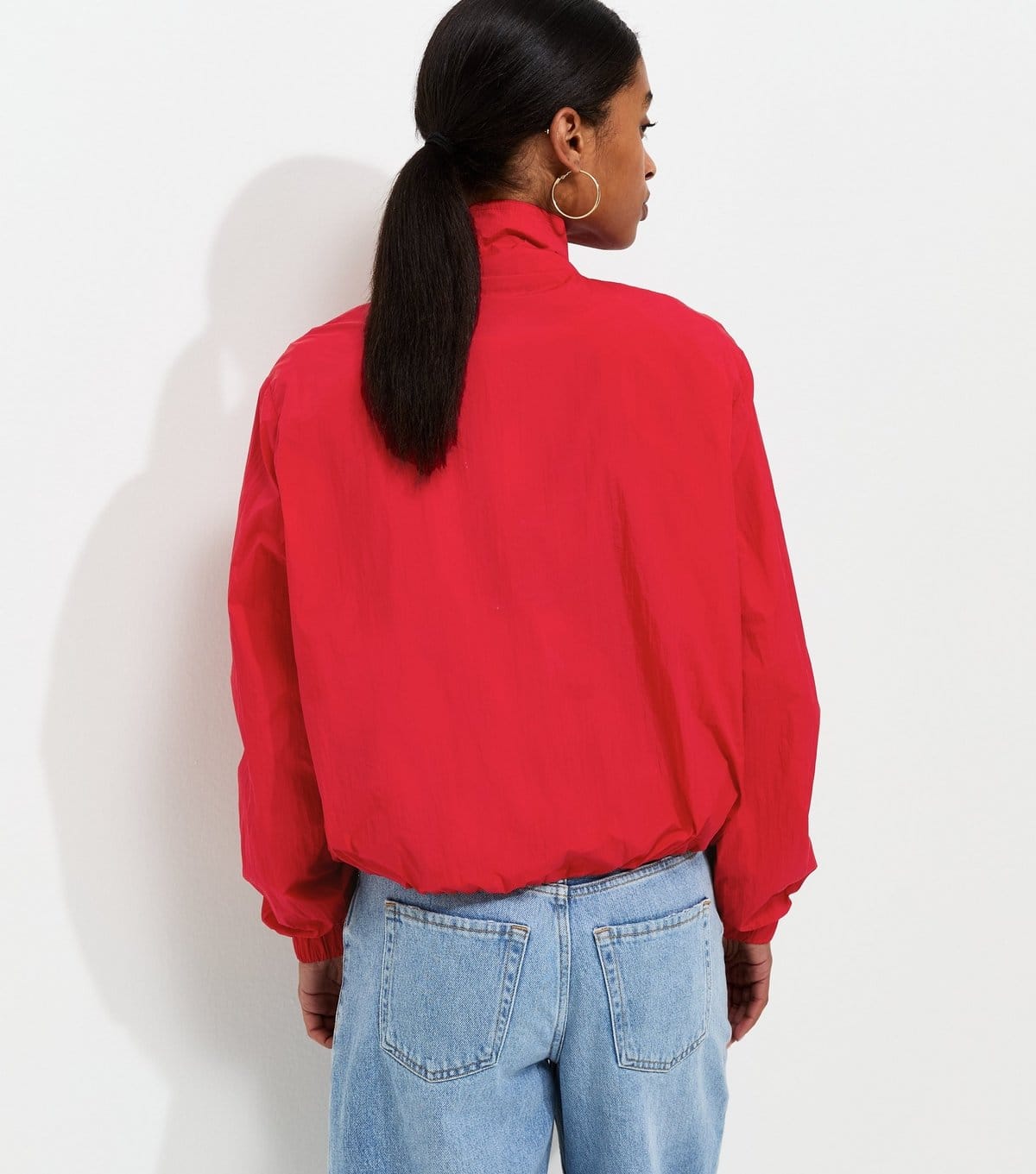 New Look Women's Bright Red Bubble Hem Stand Up Collar Zip Lightweight Jacket New Look - 4