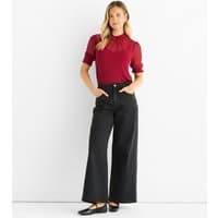 Gini London Women's Red Polka Dot Mesh High Neck Top Gini London New Look