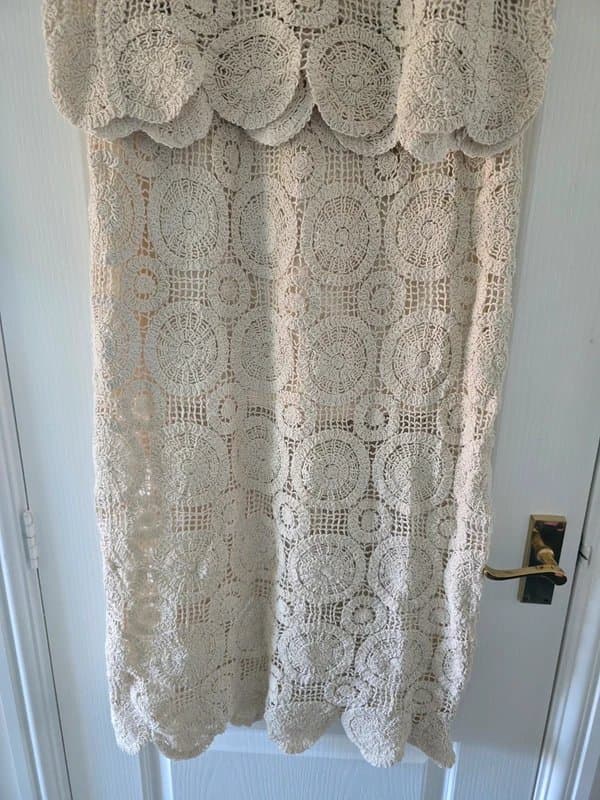 unbranded Beige Crochet Set Top And Maxi Skirt  Size 12-14uk