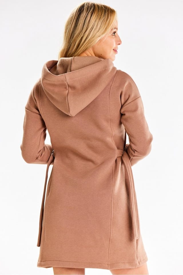 Love Lace Love Lace Women's Everyday Hooded Long Sleeve Dress with Side Adjust in Beige - 2