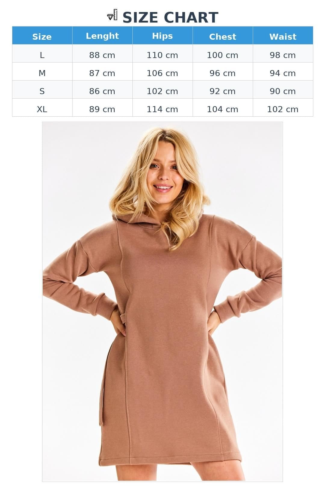 Love Lace Love Lace Women's Everyday Hooded Long Sleeve Dress with Side Adjust in Beige - 4
