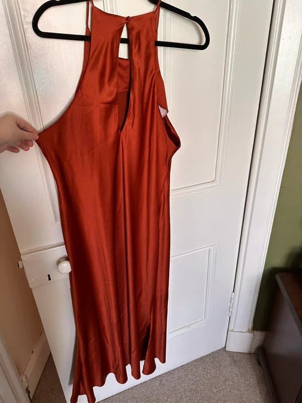 ASOS ASOS Burnt Orange Midi Satin Dress size 18