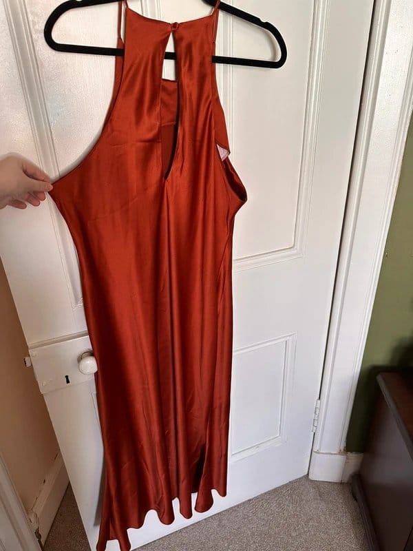 ASOS Burnt Orange Midi Satin Dress Size 18