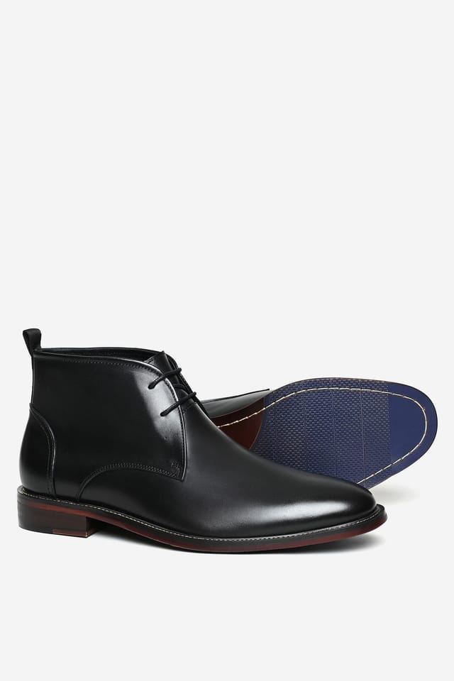 Alexander Pace Alexander Pace Men's 'Windsor' Premium Leather Desert Boots in Black - 3