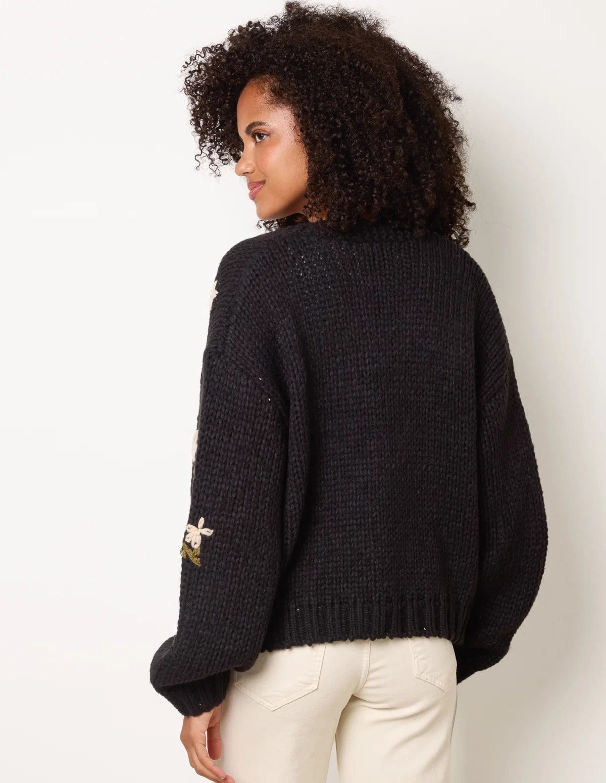 Blue Vanilla Flower Embroidery Detailed Cardigan - 4