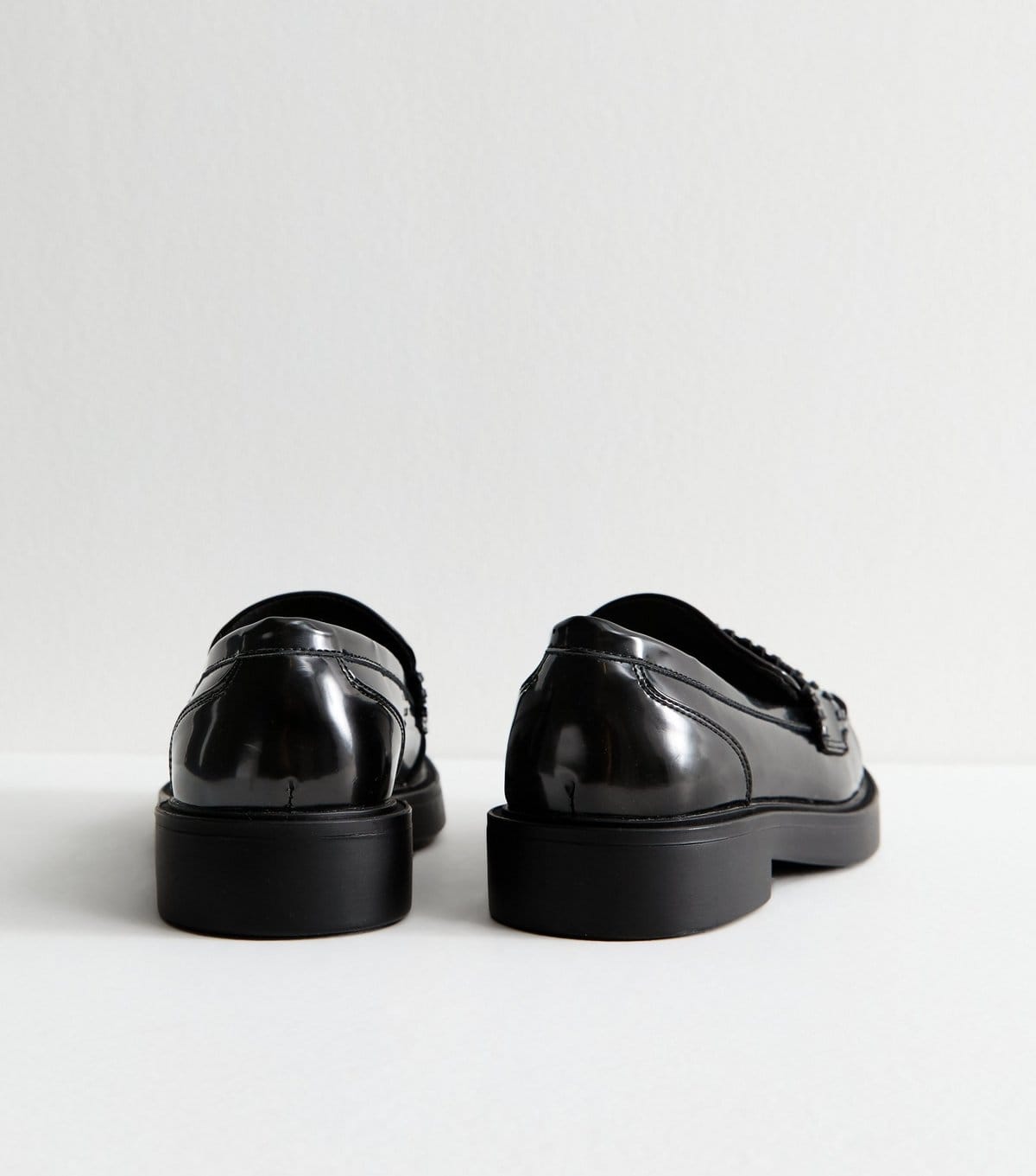 New Look Women's Wide Fit Black Patent Chunky Loafers New Look - 4