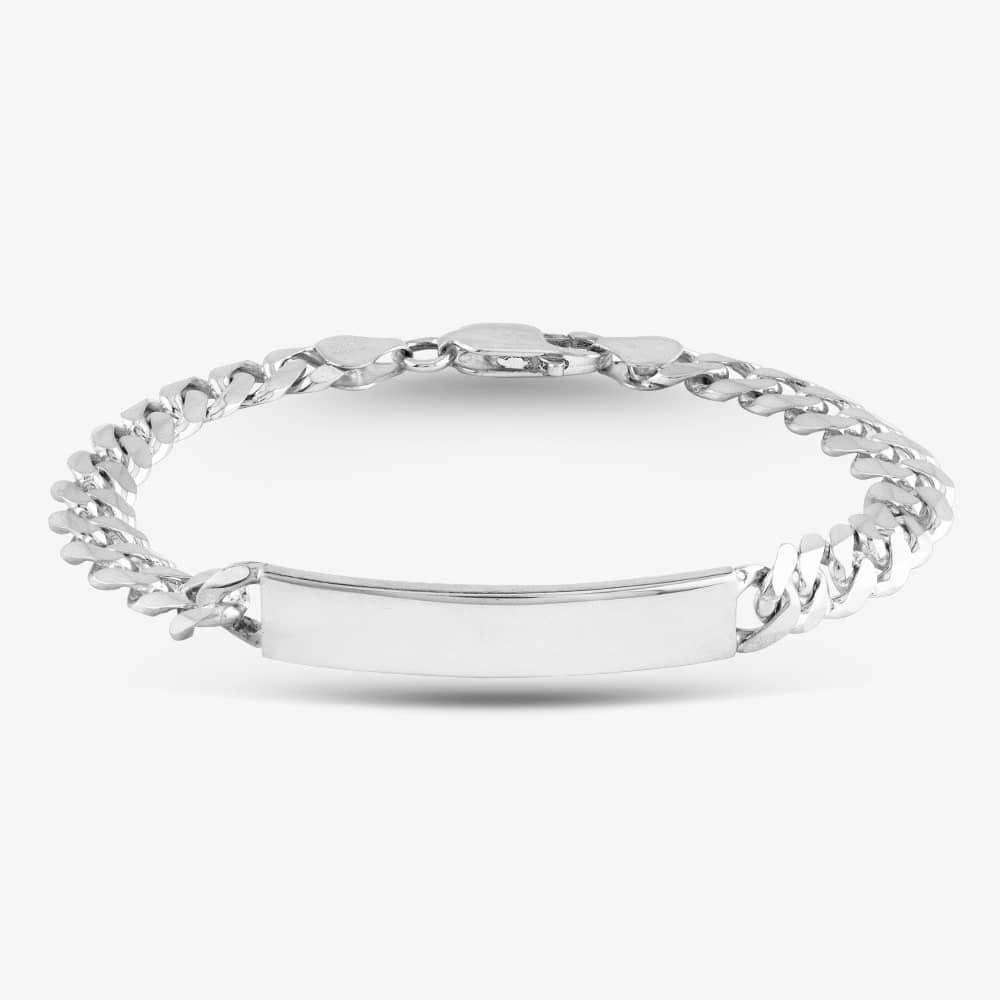 T.H.Baker T.H.Baker Men's Silver 7.6mm Curb ID 8.5 Inch Bracelet 8.29.4344