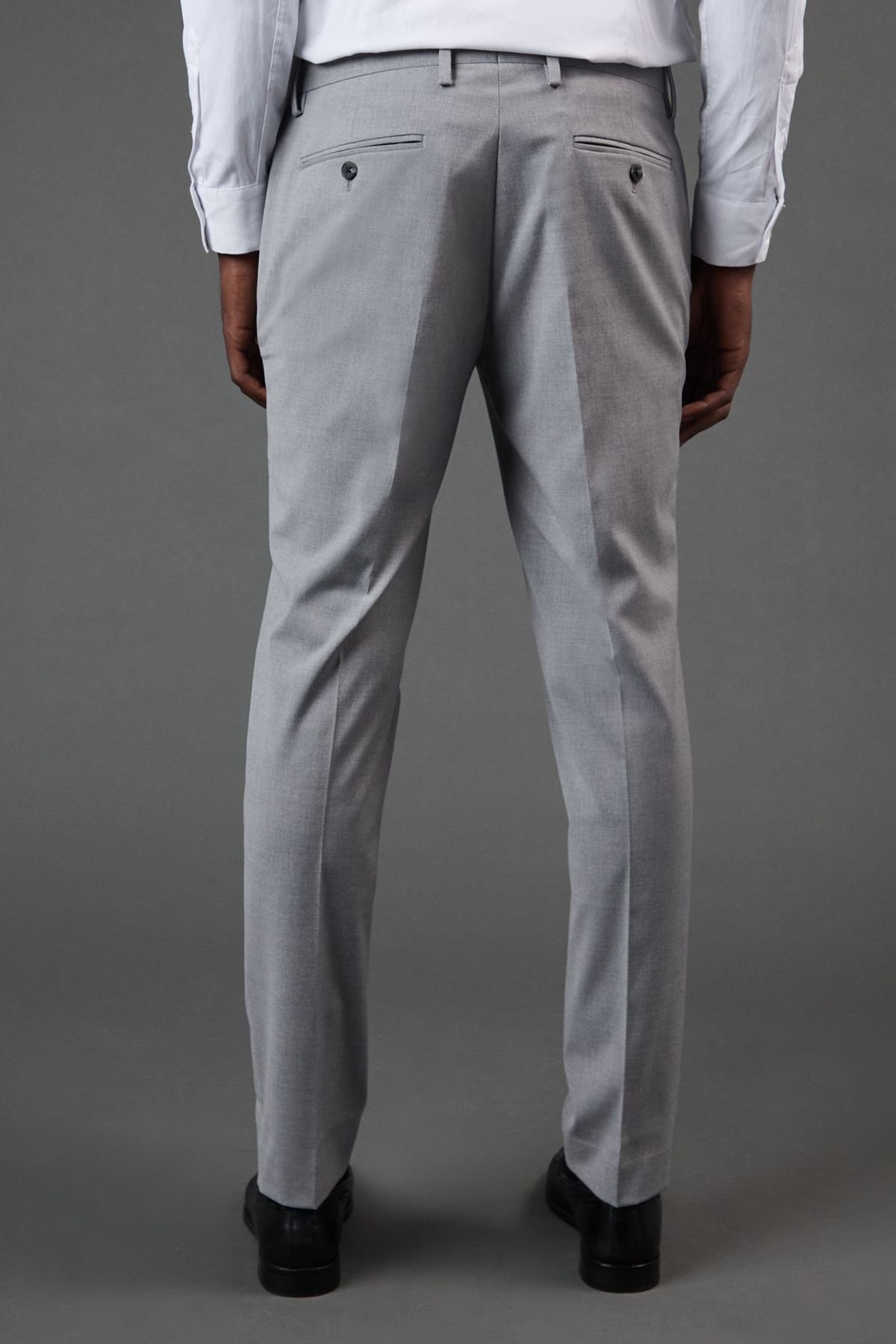 Burton Burton Men's Light Grey Skinny Fit Essential Suit Trousers - 3