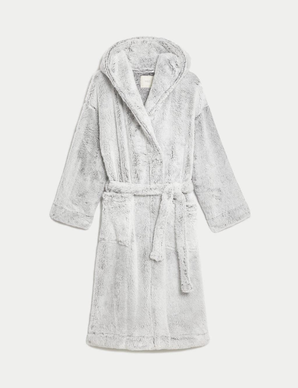 Marks & Spencer M&S Grey Fleece Hooded Dressing Gown