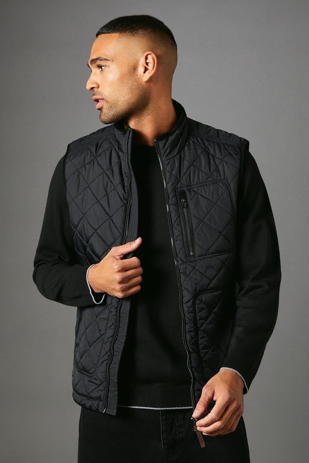 Maine Maine Men's Black Diamond Quilted Gilet
