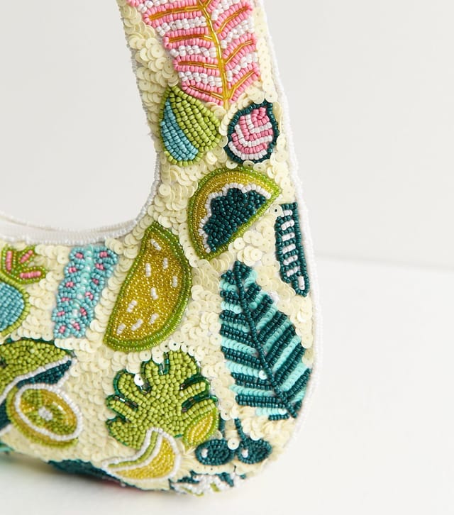 New Look Green Tropical Beaded Shoulder Grab Bag New Look - 3