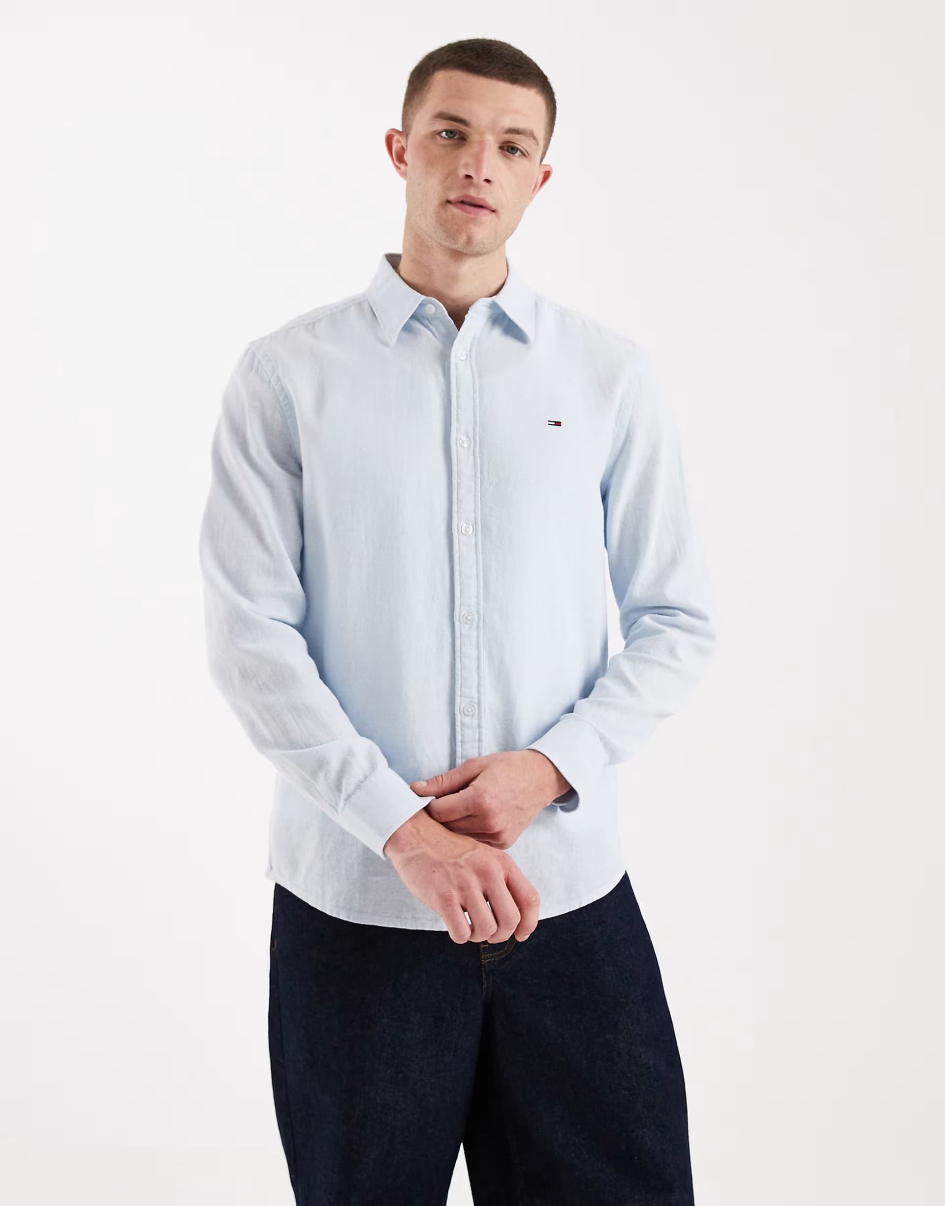 ASOS Tommy Jeans linen blend shirt in light blue
