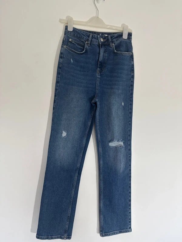 Mint Velvet Blue Denim Straight Leg Jeans - Size 8 Long