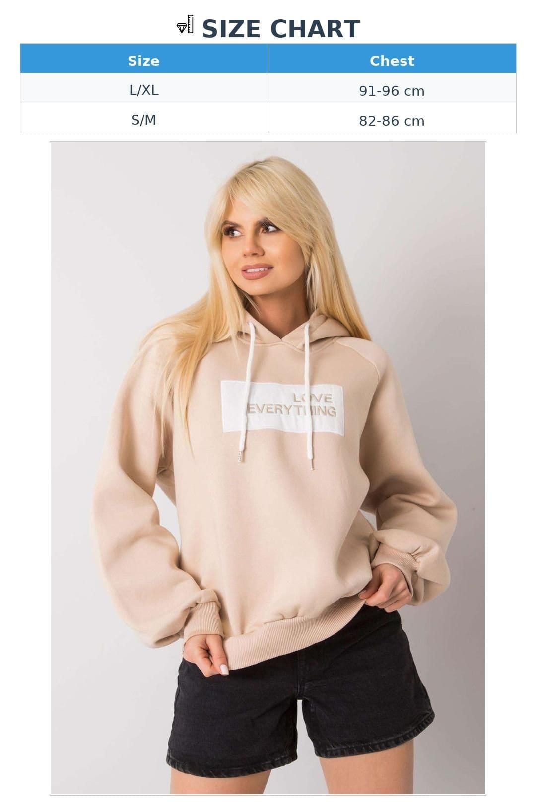 Love Lace Love Lace Women's Hooded Long Sleeve Sweatshirt with Front Print in Beige - 4