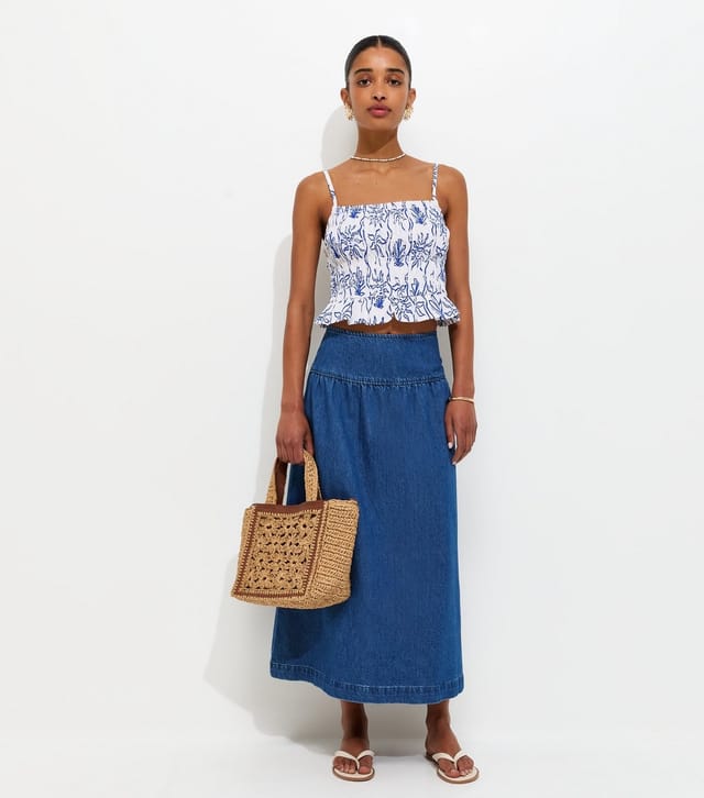 New Look Women's Blue Drop Waist Denim Midi Skirt New Look - 3