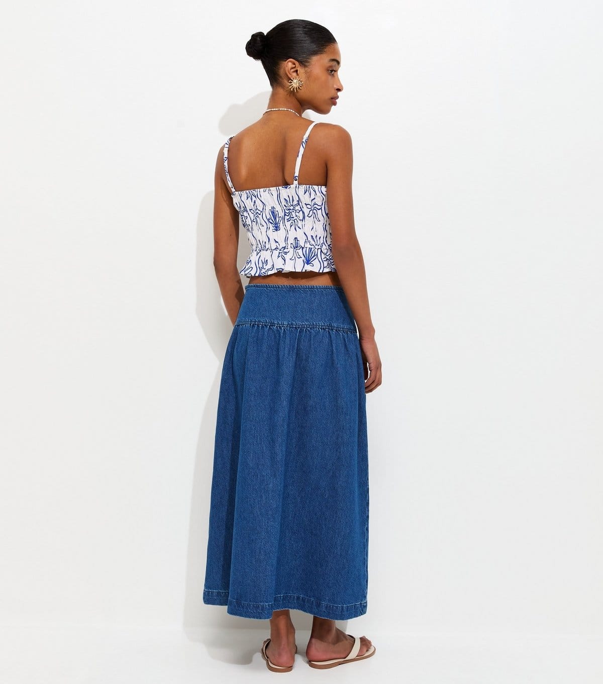 New Look Women's Blue Drop Waist Denim Midi Skirt New Look - 4