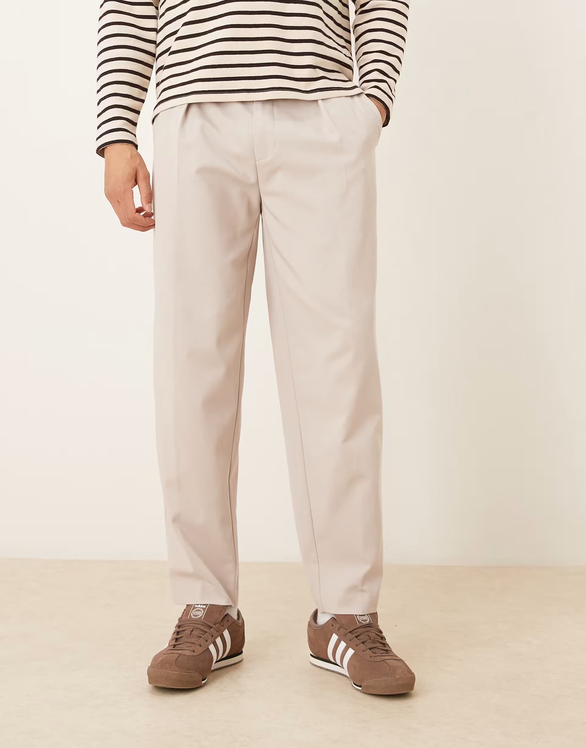ASOS ASOS DESIGN smart oversized tapered trousers in stone twill