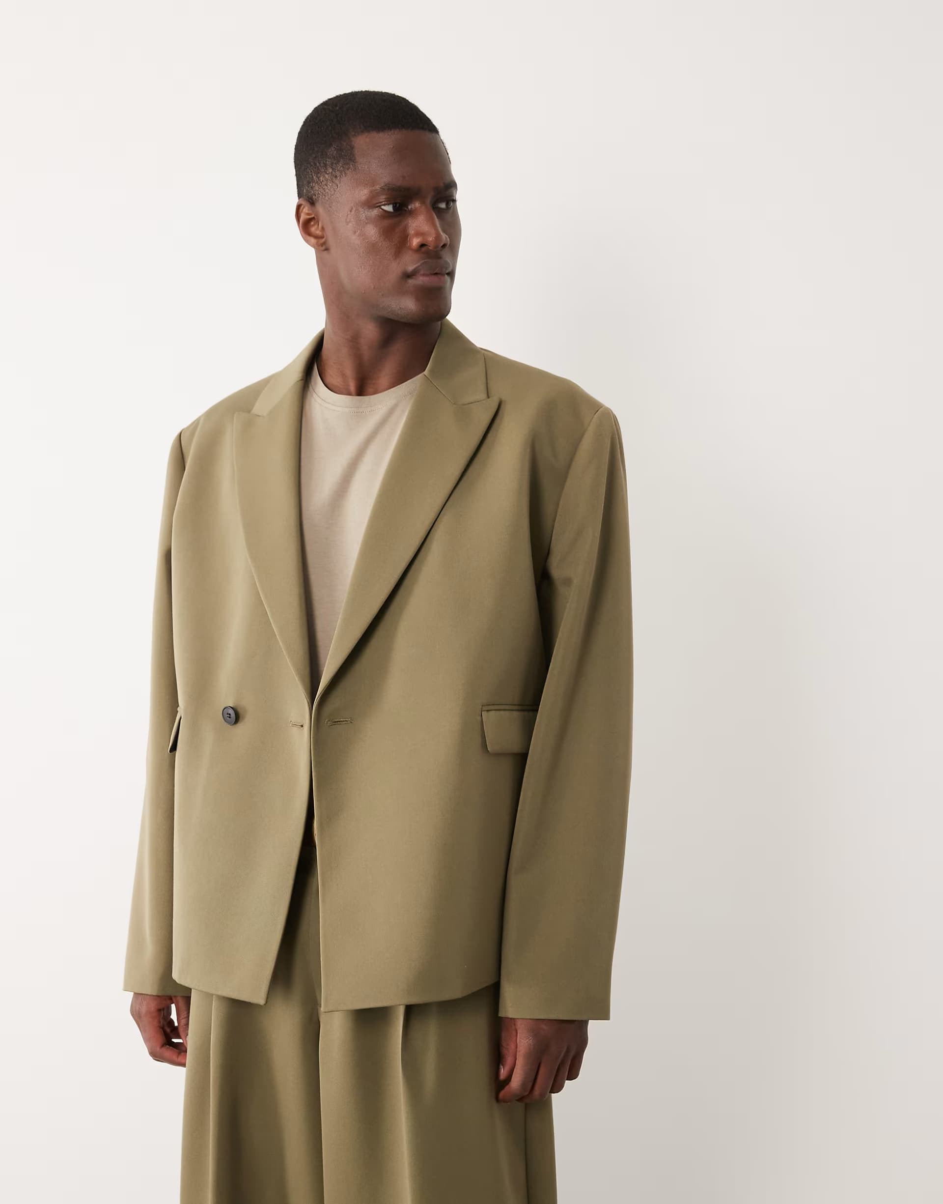 ASOS ASOS DESIGN boxy wrap suit jacket in dusty green