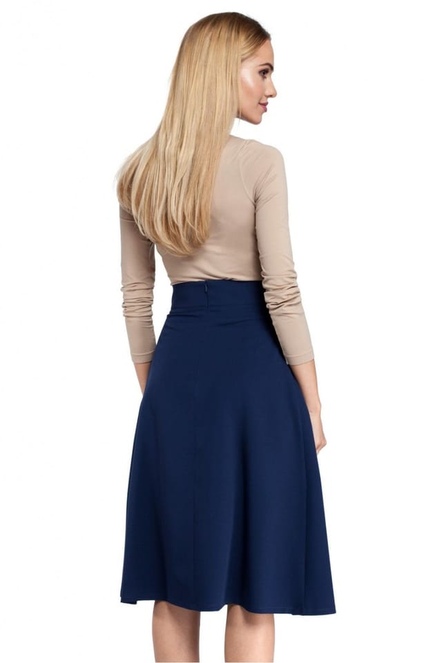 Love Lace Love Lace Women's Slight Flared Knee Length Skirt with Pockets in Blue - 3