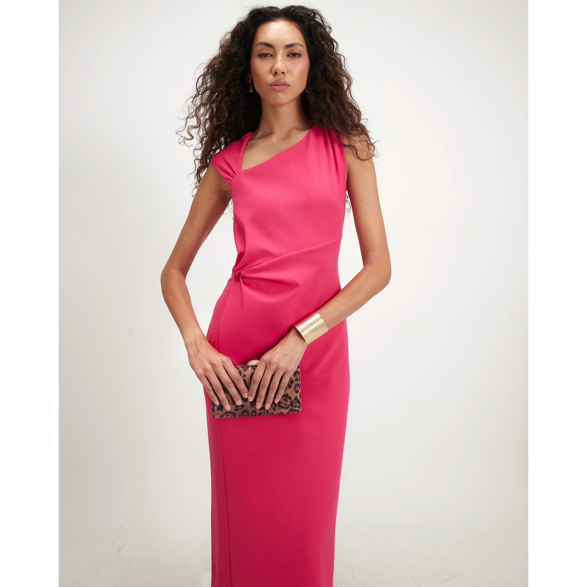 River Island River Island Womens Pink Tie Side Drape Midi Dress