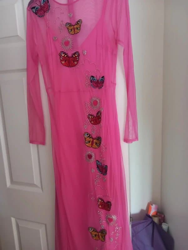 Never Fully Dressed Stunning pink NFD embroidered dress- very unusual- size 10 but stretchy