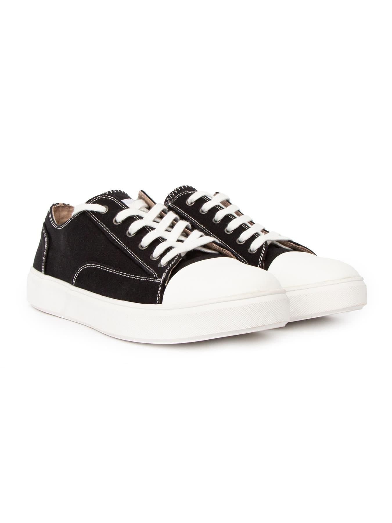 Duck&Cover Duck&Cover Black Chunky Canvas Sneakers with Rubber Toe Cap
