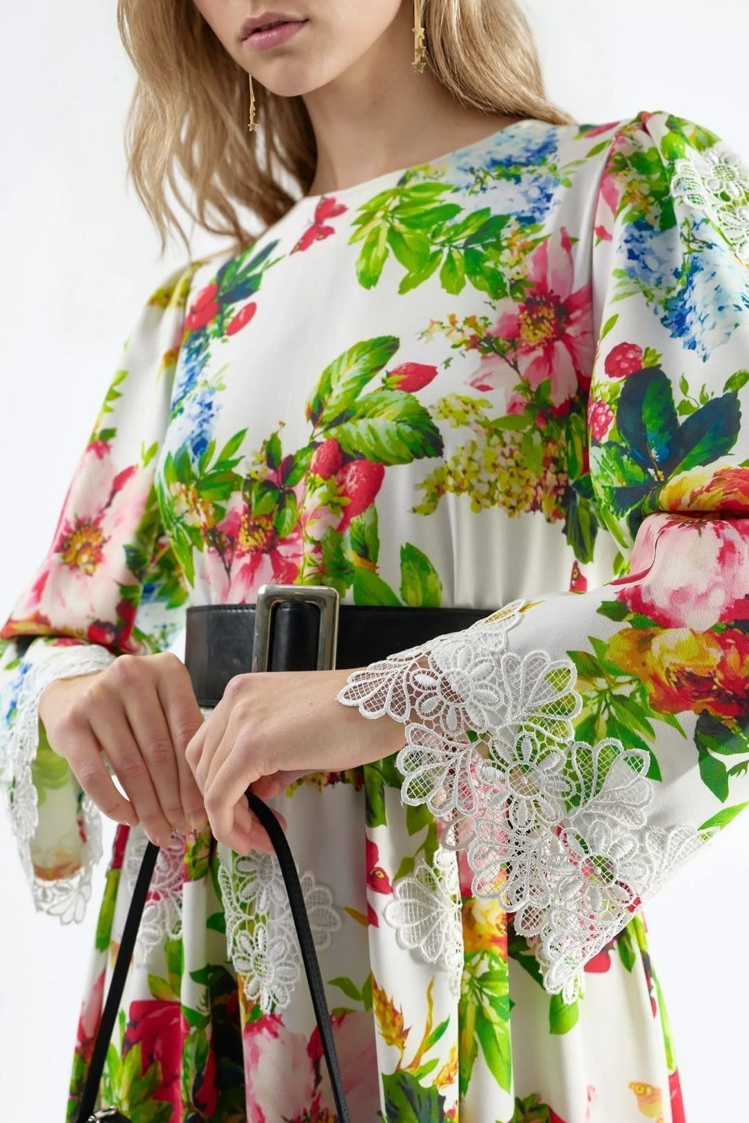 MSN Collection MSN Collection Women's Floral Belted A-Line Midi Dress - 4