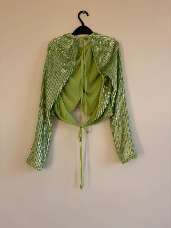 ASOS ASOS green sequin backless top size 8