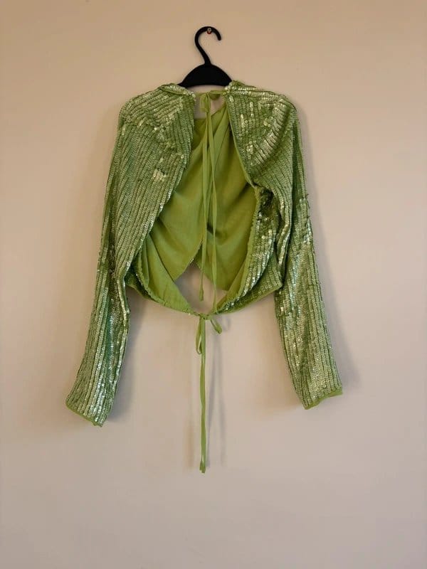 ASOS Green Sequin Backless Top Size 8
