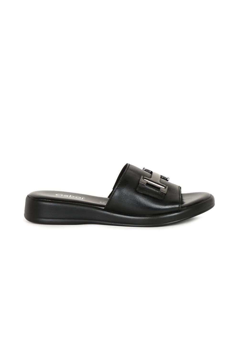 Gabor Gabor Black Leather Mule Sandals