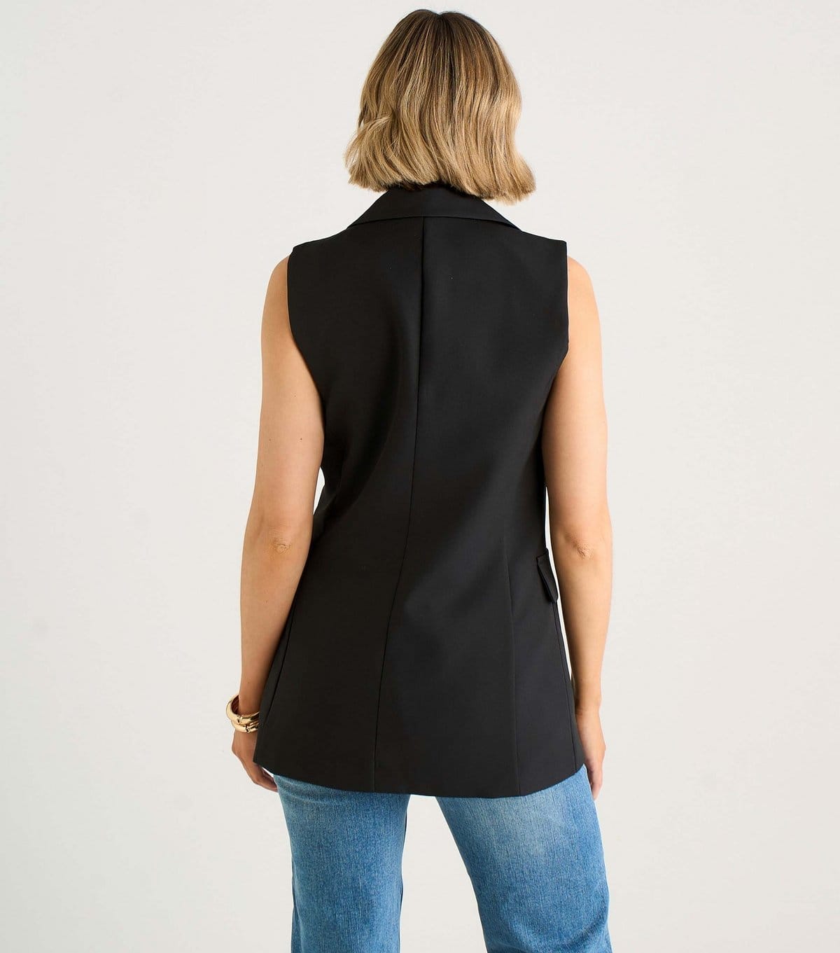 Gini London Women's Black Tailored Sleeveless Blazer Gini London New Look - 4